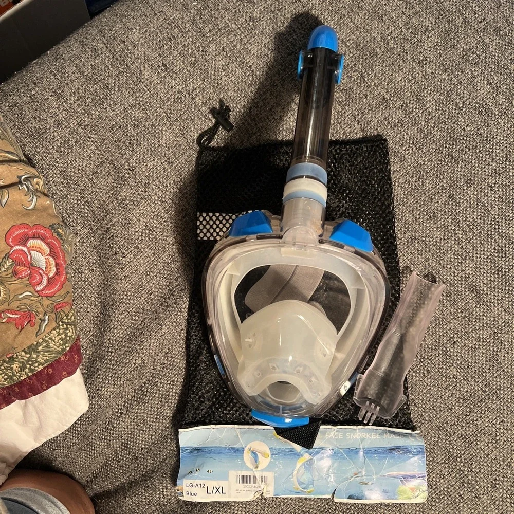 Free Breath Revolutionary Full Dry Snorkeling Mask 180‎ Vision L/XL